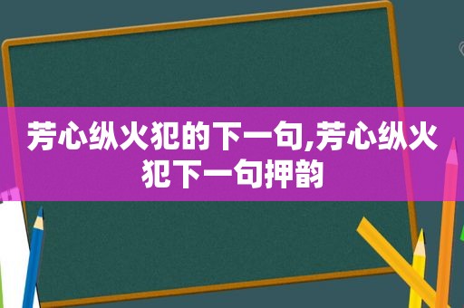 芳心纵火犯的下一句,芳心纵火犯下一句押韵