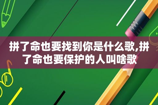 拼了命也要找到你是什么歌,拼了命也要保护的人叫啥歌