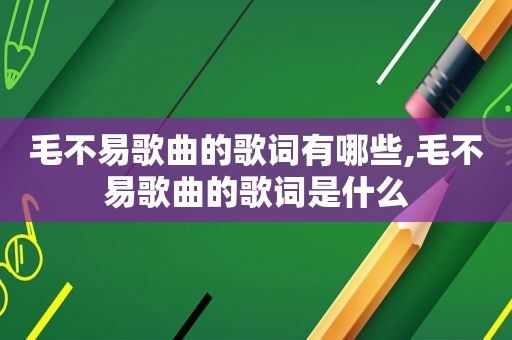 毛不易歌曲的歌词有哪些,毛不易歌曲的歌词是什么