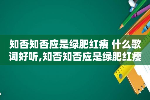 知否知否应是绿肥红瘦 什么歌词好听,知否知否应是绿肥红瘦 什么歌词的歌