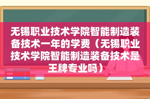 无锡职业技术学院智能制造装备技术一年的学费（无锡职业技术学院智能制造装备技术是王牌专业吗）