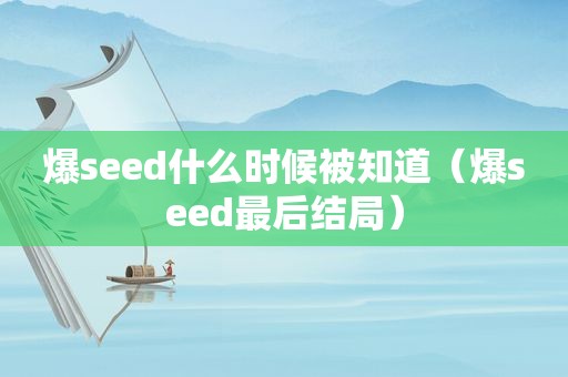 爆seed什么时候被知道（爆seed最后结局）