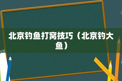 北京钓鱼打窝技巧（北京钓大鱼）