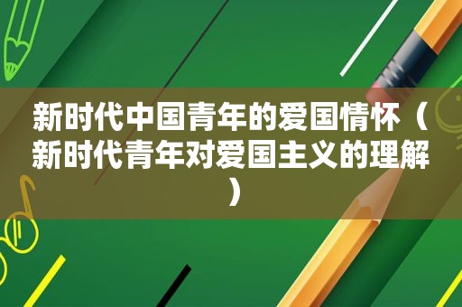 新时代中国青年的爱国情怀（新时代青年对爱国主义的理解）