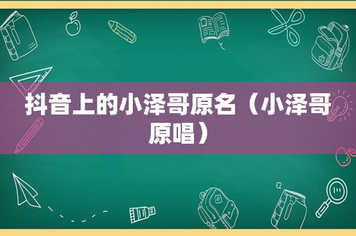 抖音上的小泽哥原名（小泽哥原唱）