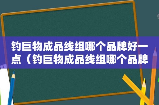 钓巨物成品线组哪个品牌好一点（钓巨物成品线组哪个品牌好些）