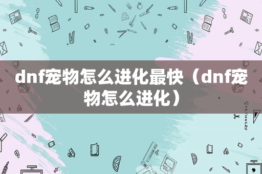 dnf宠物怎么进化最快（dnf宠物怎么进化）