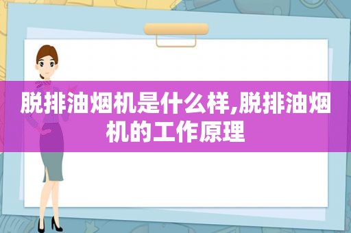 脱排油烟机是什么样,脱排油烟机的工作原理