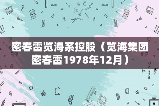 密春雷览海系控股（览海集团密春雷1978年12月）