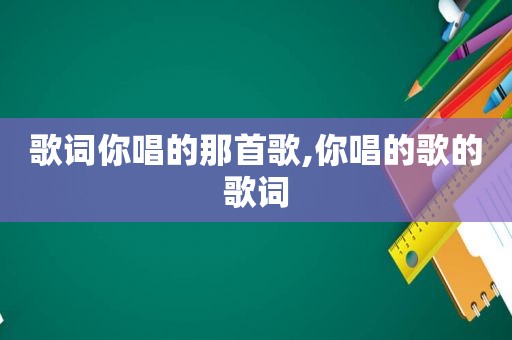 歌词你唱的那首歌,你唱的歌的歌词