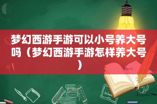 梦幻西游手游可以小号养大号吗（梦幻西游手游怎样养大号）