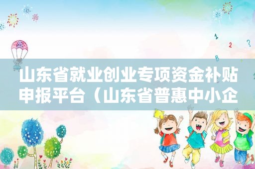 山东省就业创业专项资金补贴申报平台（山东省普惠中小企业服务中心）