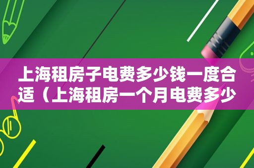 上海租房子电费多少钱一度合适（上海租房一个月电费多少）