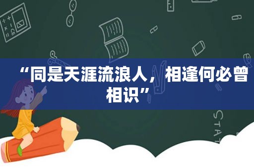 “同是天涯流浪人，相逢何必曾相识”