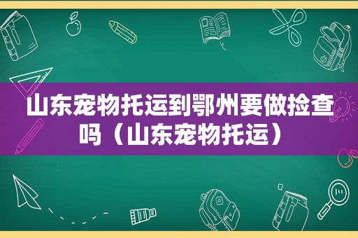 山东宠物托运到鄂州要做捡查吗（山东宠物托运）