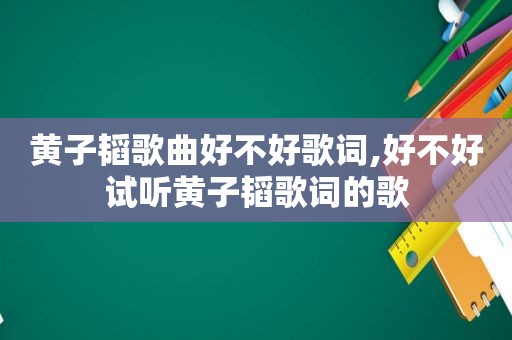 黄子韬歌曲好不好歌词,好不好试听黄子韬歌词的歌