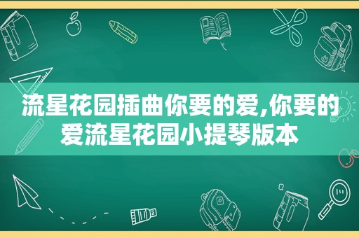 流星花园插曲你要的爱,你要的爱流星花园小提琴版本