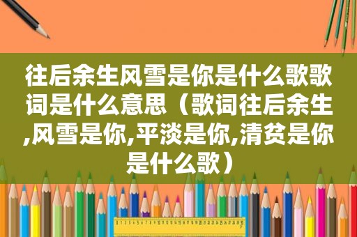 往后余生风雪是你是什么歌歌词是什么意思（歌词往后余生,风雪是你,平淡是你,清贫是你是什么歌）