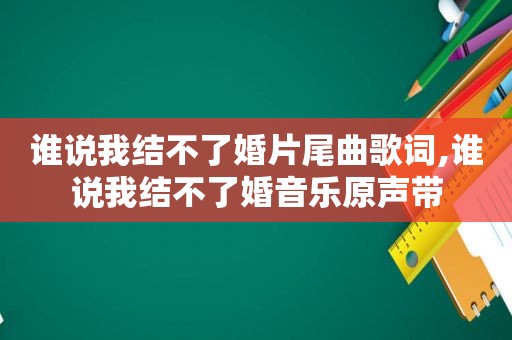 谁说我结不了婚片尾曲歌词,谁说我结不了婚音乐原声带