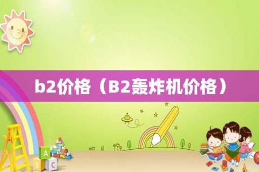 b2价格（B2轰炸机价格）