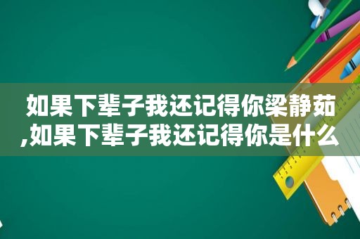 如果下辈子我还记得你梁静茹,如果下辈子我还记得你是什么电视剧