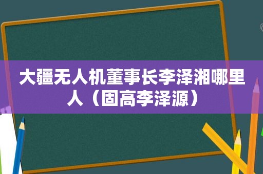 大疆无人机董事长李泽湘哪里人（固高李泽源）