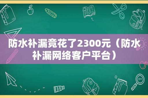 防水补漏竟花了2300元（防水补漏网络客户平台）