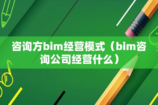 咨询方bim经营模式（bim咨询公司经营什么）