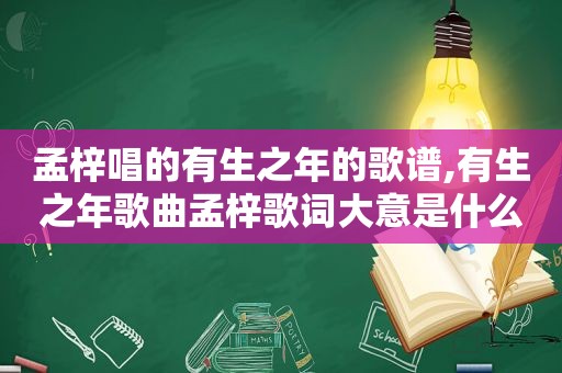 孟梓唱的有生之年的歌谱,有生之年歌曲孟梓歌词大意是什么