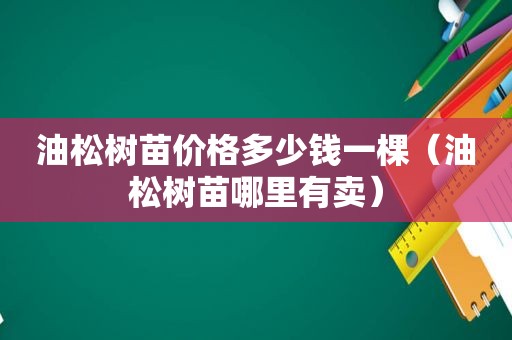 油松树苗价格多少钱一棵（油松树苗哪里有卖）