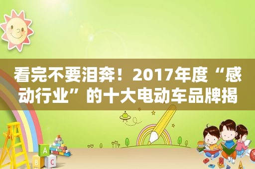 看完不要泪奔！2017年度“感动行业”的十大电动车品牌揭晓！