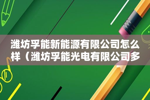 潍坊孚能新能源有限公司怎么样（潍坊孚能光电有限公司多少人）