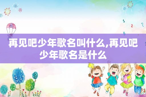 再见吧少年歌名叫什么,再见吧少年歌名是什么