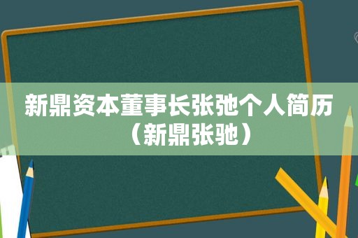 新鼎资本董事长张弛个人简历（新鼎张驰）