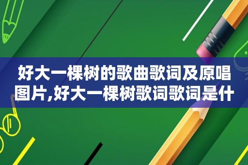 好大一棵树的歌曲歌词及原唱图片,好大一棵树歌词歌词是什么意思