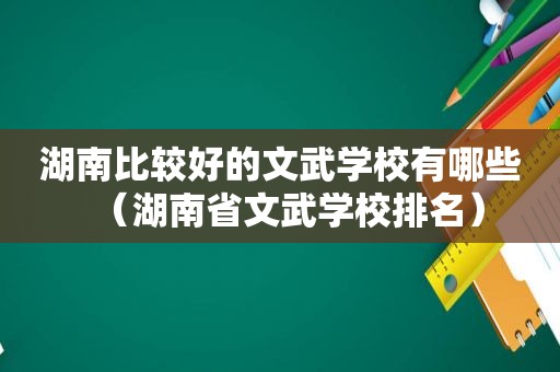 湖南比较好的文武学校有哪些（湖南省文武学校排名）