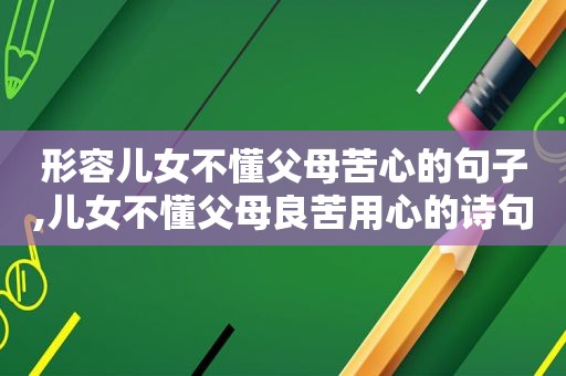 形容儿女不懂父母苦心的句子,儿女不懂父母良苦用心的诗句