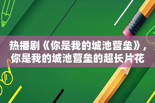 热播剧《你是我的城池营垒》,你是我的城池营垒的超长片花