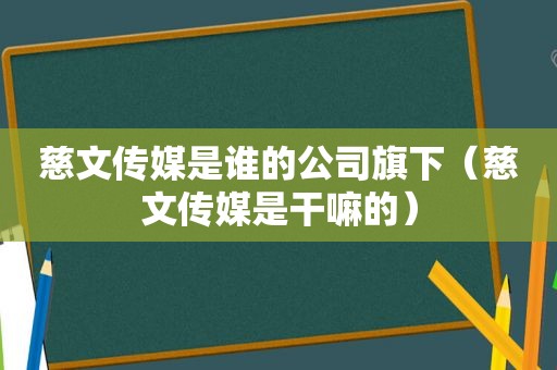 慈文传媒是谁的公司旗下（慈文传媒是干嘛的）