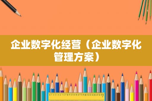 企业数字化经营（企业数字化管理方案）