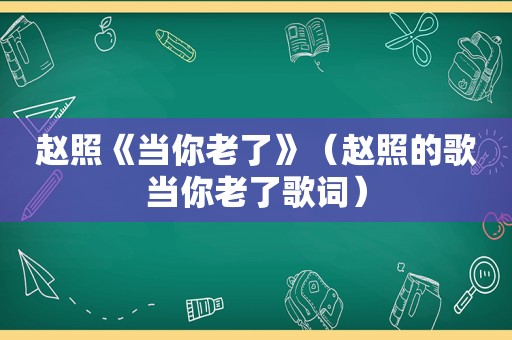 赵照《当你老了》（赵照的歌当你老了歌词）