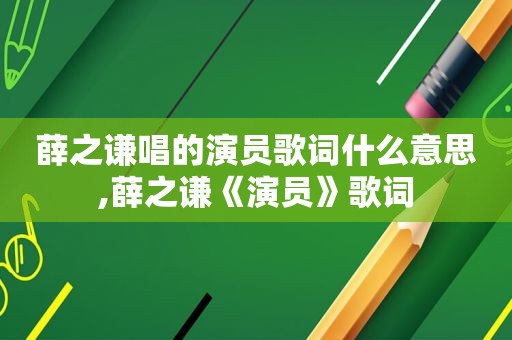 薛之谦唱的演员歌词什么意思,薛之谦《演员》歌词