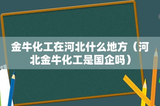 金牛化工在河北什么地方（河北金牛化工是国企吗）