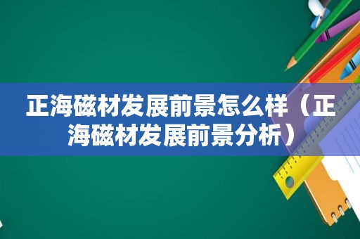 正海磁材发展前景怎么样（正海磁材发展前景分析）