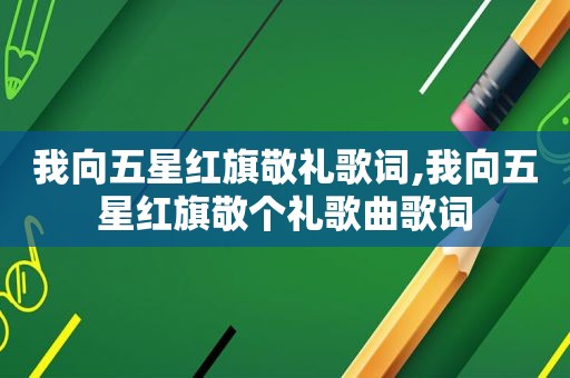 我向五星红旗敬礼歌词,我向五星红旗敬个礼歌曲歌词