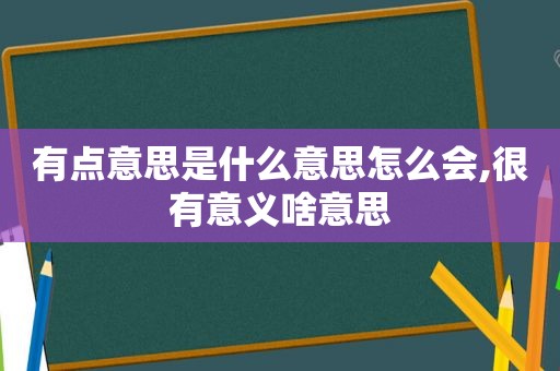 有点意思是什么意思怎么会,很有意义啥意思