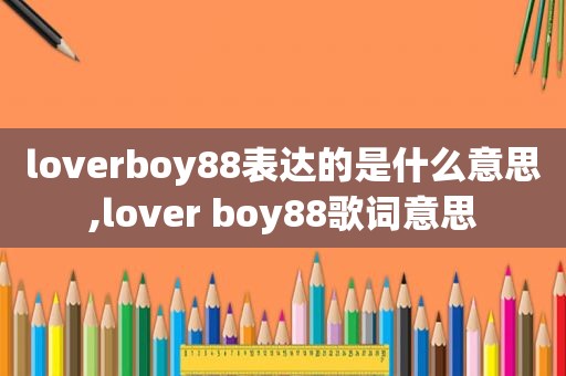 loverboy88表达的是什么意思,lover boy88歌词意思