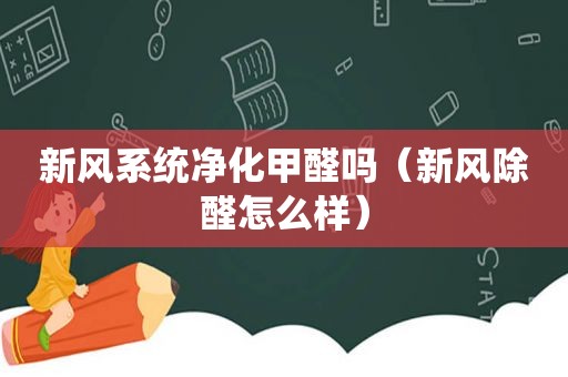 新风系统净化甲醛吗（新风除醛怎么样）