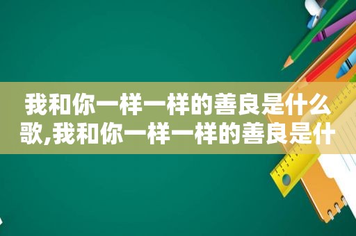 我和你一样一样的善良是什么歌,我和你一样一样的善良是什么歌曲里的歌词