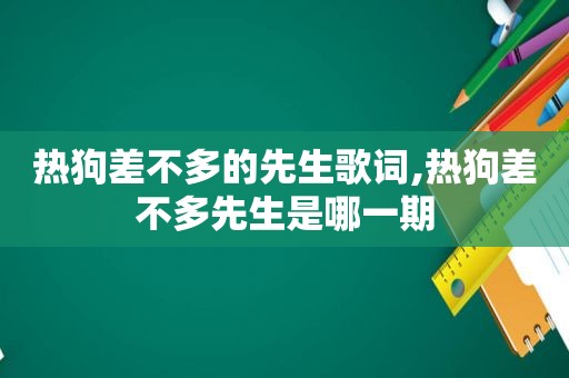 热狗差不多的先生歌词,热狗差不多先生是哪一期